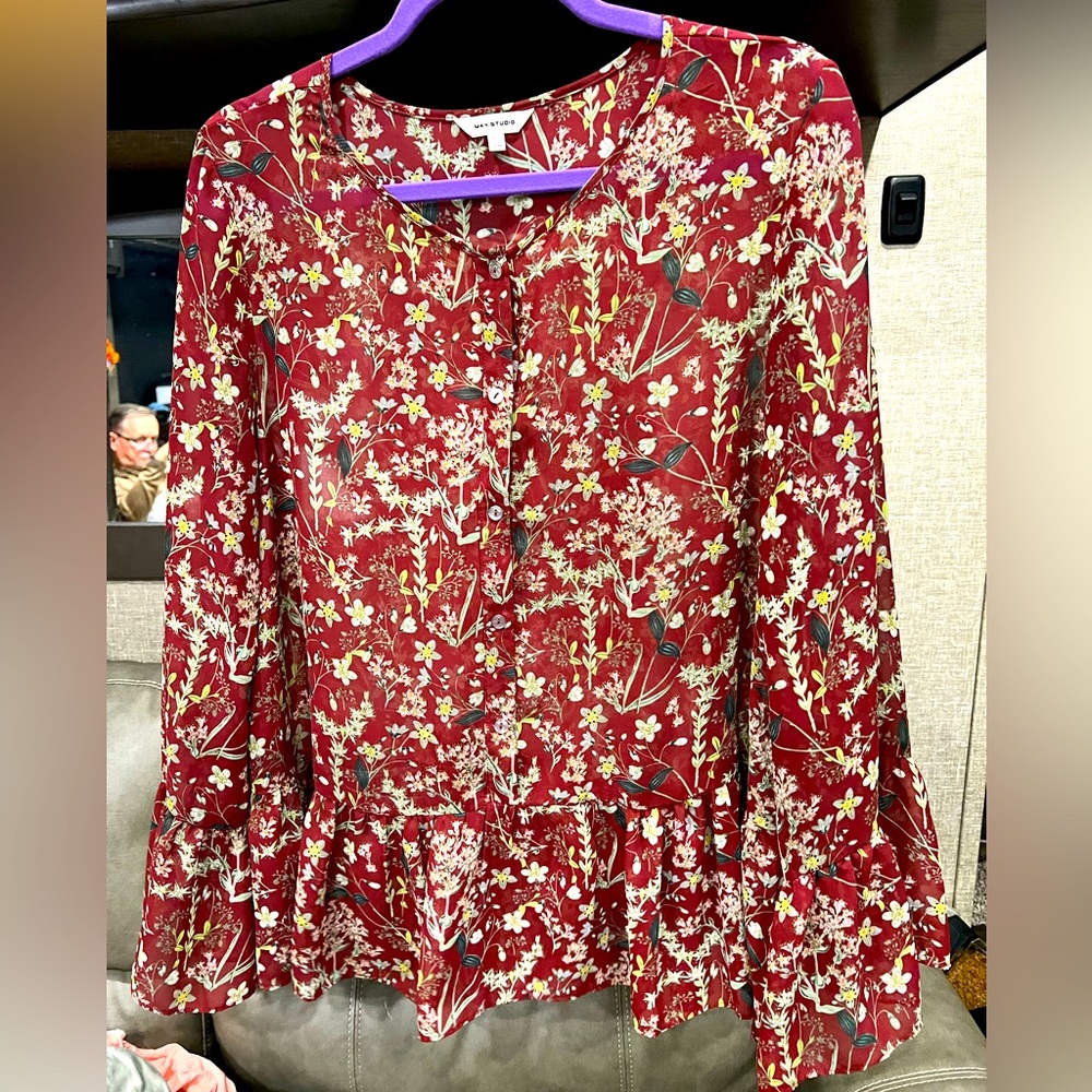 Ladies sheer long sleeved blouse